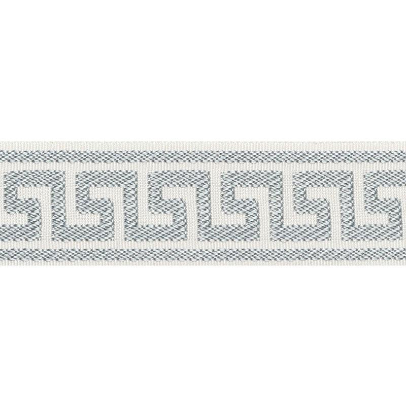 Etienne Silk Greek Key Narrow Cloud 74681 by Schumacher Designer Trim Perfect Basics: Trims - Swanky Fabrics -