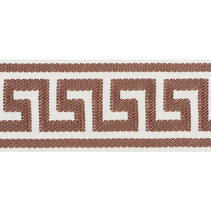 Etienne Silk Greek Key Wide Brown 74704 by Schumacher Designer Trim Perfect Basics: Trims - Swanky Fabrics -