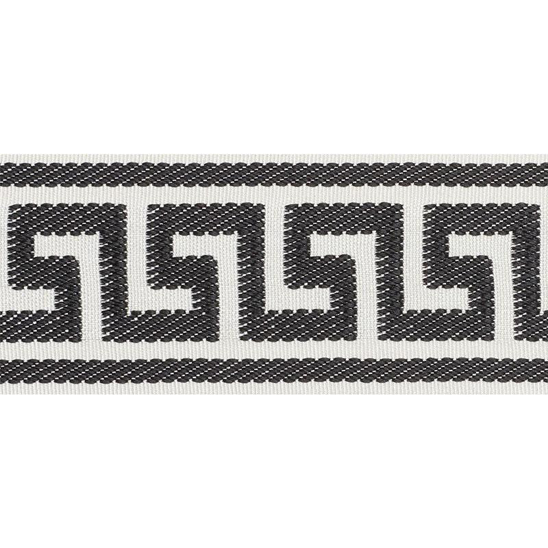 Etienne Silk Greek Key Wide Black 74705 by Schumacher Designer Trim Perfect Basics: Trims - Swanky Fabrics -