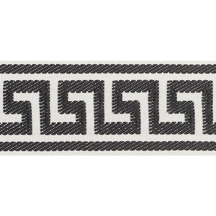 Etienne Silk Greek Key Wide Black 74705 by Schumacher Designer Trim Perfect Basics: Trims - Swanky Fabrics -