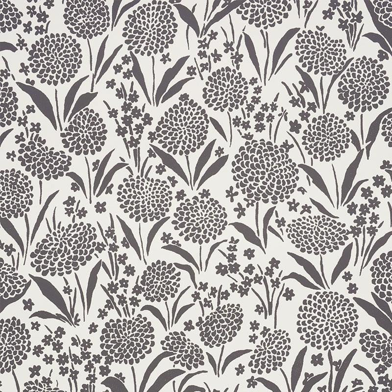 Chrysanthemum Carbon 5009553 by Schumacher Designer Wallpaper Small-Print Wallpapers 13.5" - Swanky Fabrics -