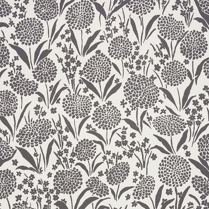 Chrysanthemum Carbon 5009553 by Schumacher Designer Wallpaper Small-Print Wallpapers 13.5" - Swanky Fabrics -