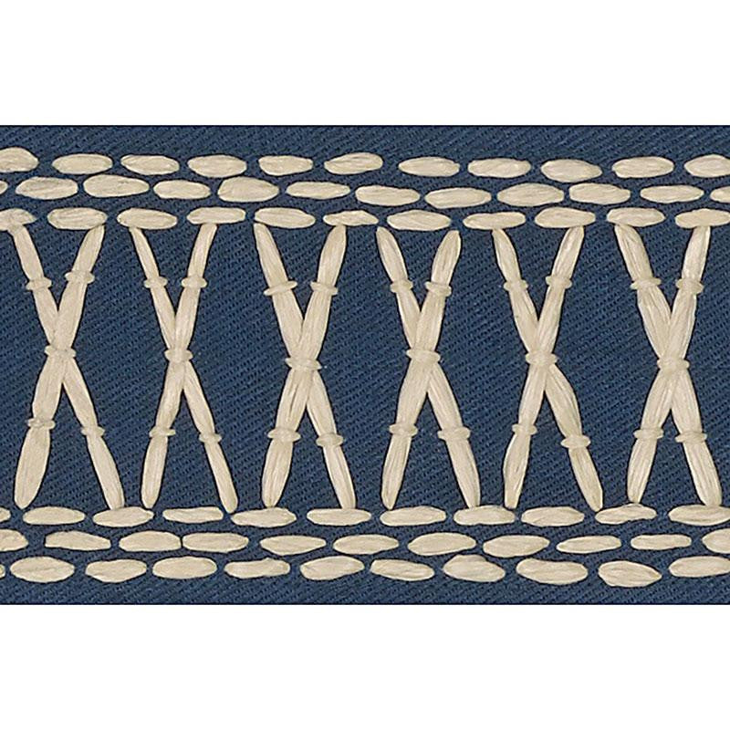 Tikki Tape Marine 69301 by Schumacher Designer Trim Mary Mcdonald 1.0" - Swanky Fabrics -