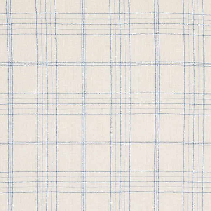 Nils Plaid Linen Blue 80301 by Schumacher Designer Fabric New Traditional 6.6" - Swanky Fabrics -