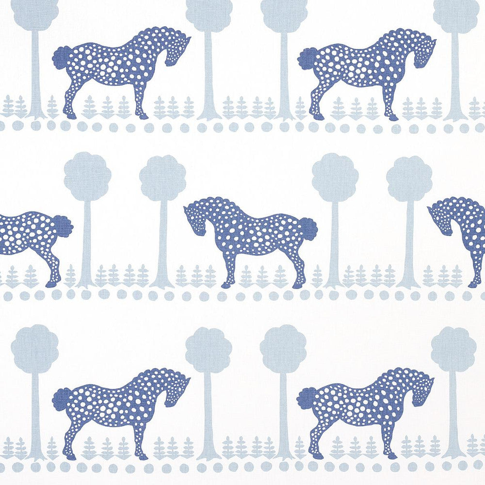 Polka Dot Pony Blue 180901 by Schumacher Designer Fabric Folly Cove 54.0" - Swanky Fabrics -