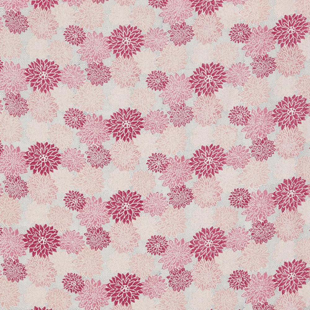 Dahlia Hand Block Print Hot Pink 181801 by Schumacher Designer Fabric Molly Mahon 18.0" - Swanky Fabrics -