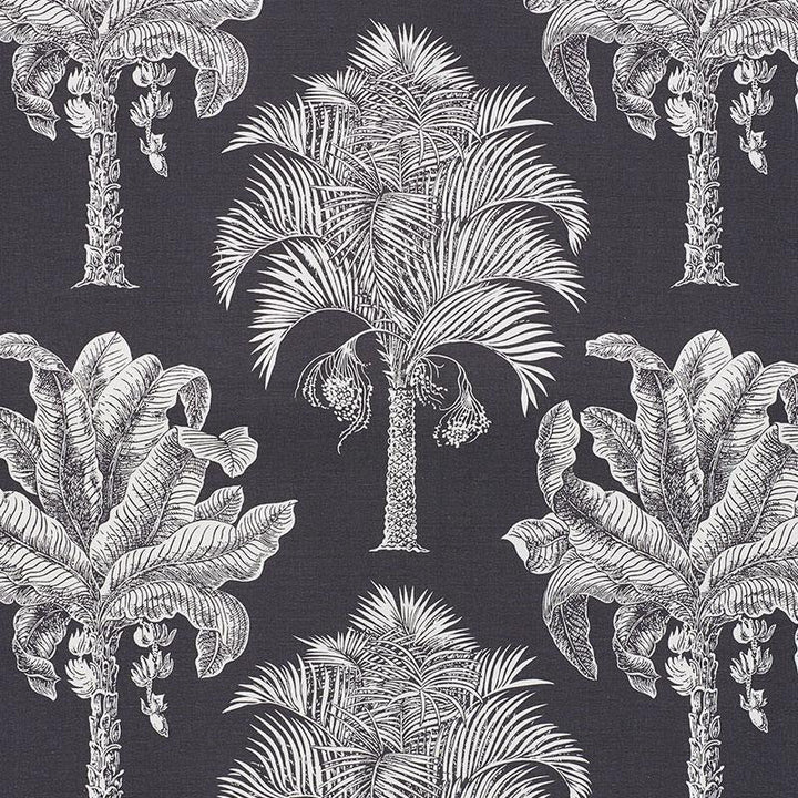 Grand Palms Carbon 178003 by Schumacher Designer Fabric New Traditional 27.0" - Swanky Fabrics -