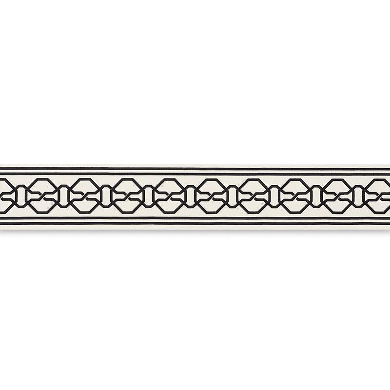 Malmaison Tape Black On Ivory 66157 by Schumacher Designer Trim Mary Mcdonald 3.75" - Swanky Fabrics -