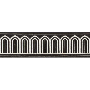 Schumacher Trim Arches Embroidered Tape Medium White On Black 70766