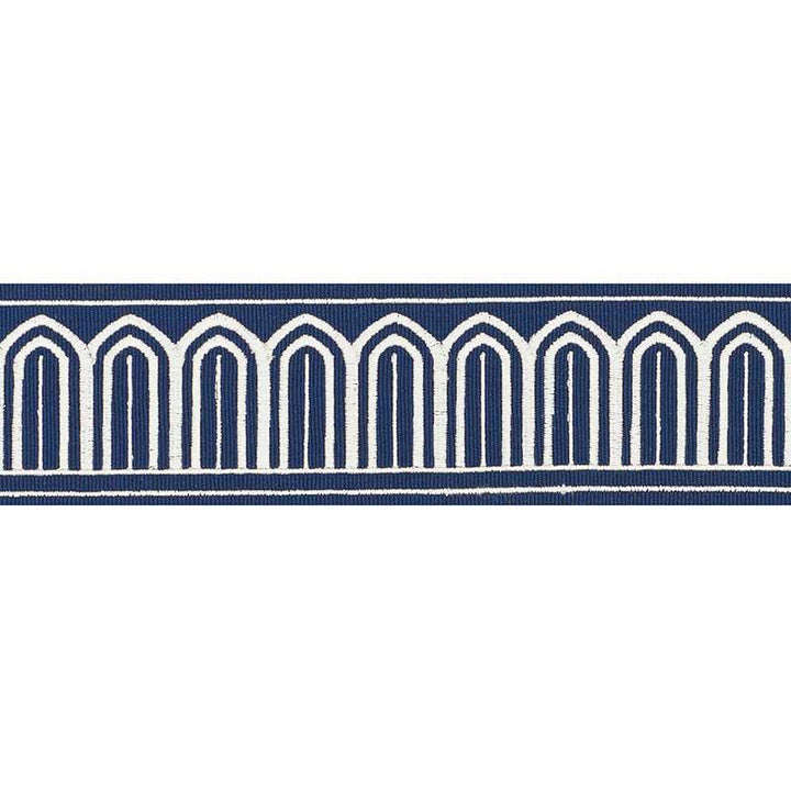 Arches Embroidered Tape Medium Marine 70767 by Schumacher Designer Trim Miles Redd 1.8" - Swanky Fabrics -