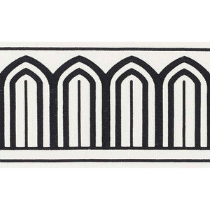 Schumacher Trim Arches Embroidered Tape Wide Black On White 70770
