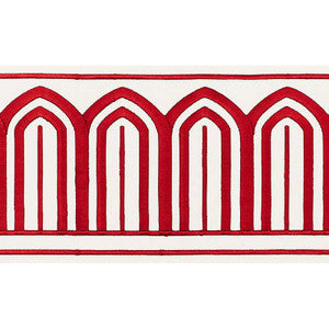 Schumacher Trim Arches Embroidered Tape Wide Red 70771