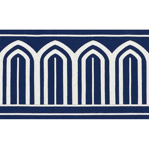 Schumacher Trim Arches Embroidered Tape Wide Marine 70775