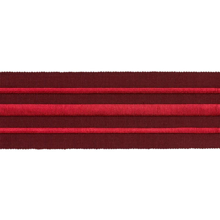 Military Stripe Tape Red On Burgundy 70781 by Schumacher Designer Trim Miles Redd - Swanky Fabrics -