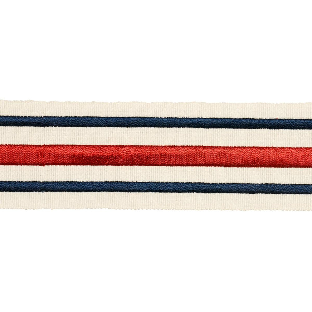 Military Stripe Tape Red & Navy 70782 by Schumacher Designer Trim Miles Redd - Swanky Fabrics -