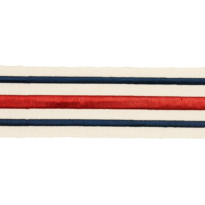 Military Stripe Tape Red & Navy 70782 by Schumacher Designer Trim Miles Redd - Swanky Fabrics -