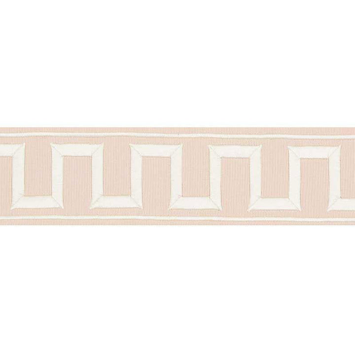 Greek Key Embroidered Tape Blush 70800 by Schumacher Designer Trim Miles Redd 1.8" - Swanky Fabrics -