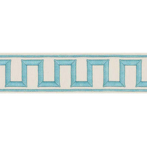 Schumacher Trim Greek Key Embroidered Tape Aqua 70793