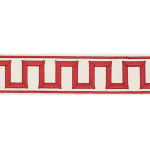 Schumacher Trim Greek Key Embroidered Tape Red 70794