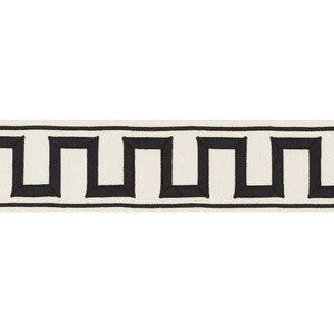 Schumacher Trim Greek Key Embroidered Tape Black On Ivory 70790