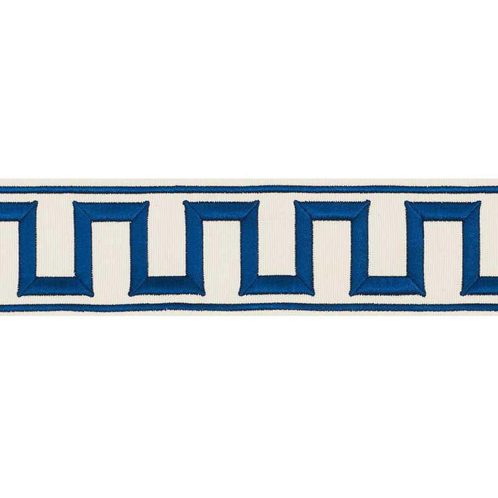 Greek Key Embroidered Tape Blue 70791 by Schumacher Designer Trim Miles Redd 1.8" - Swanky Fabrics -