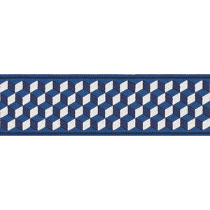 Schumacher Trim Tumbling Blocks Tape Bleu 71261