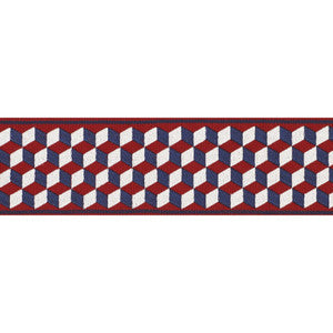 Schumacher Trim Tumbling Blocks Tape Rouge & Bleu 71262