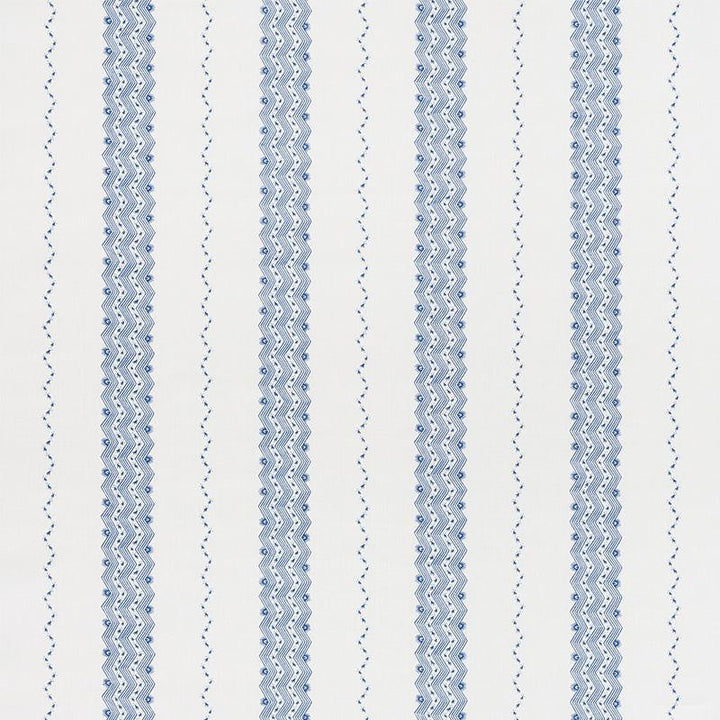 Nauset Stripe Indigo 177700 by Schumacher Designer Fabric Chambray 13.0" - Swanky Fabrics -