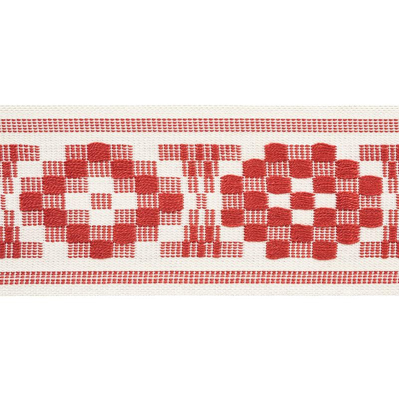 Maidstone Tape Coral 75311 by Schumacher Designer Trim Chambray 6.12" - Swanky Fabrics -