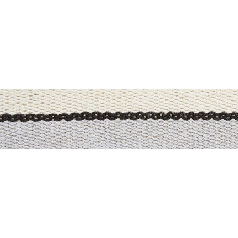 Ile Saint-Louis Narrow Tape White Black & Silvery Blue 77000 by Schumacher Designer Trim Stephanie Seal Brown - Swanky Fabrics -