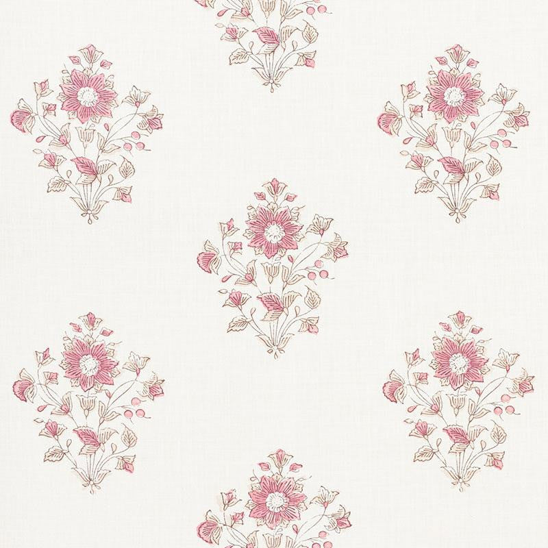 Beatrice Bouquet Pink 173763 by Schumacher Designer Fabric Country Chic 13.5" - Swanky Fabrics -