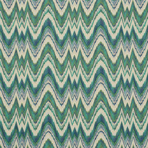 Schumacher Fabric Valkyrie Flame Stitch Emerald & Peacock 68942