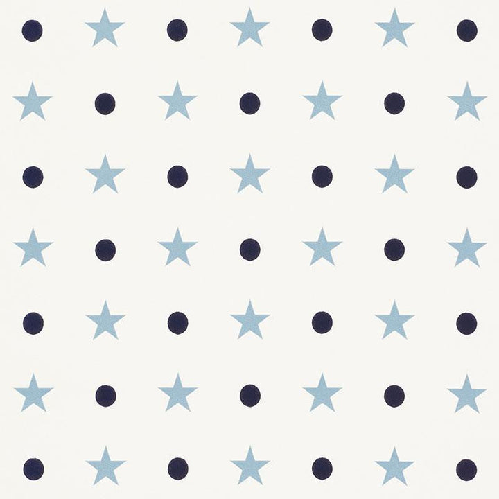 Etoiles Et Points Blues 5008550 by Schumacher Designer Wallpaper French Revolution 5.12" - Swanky Fabrics -