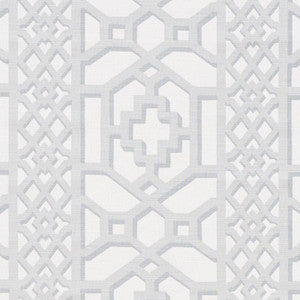 Schumacher Fabric Zanzibar Trellis Matte Cloud 175745
