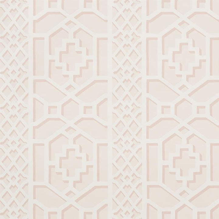 Zanzibar Trellis Blush 5006944 by Schumacher Designer Wallpaper Print Happy 13.5" - Swanky Fabrics -