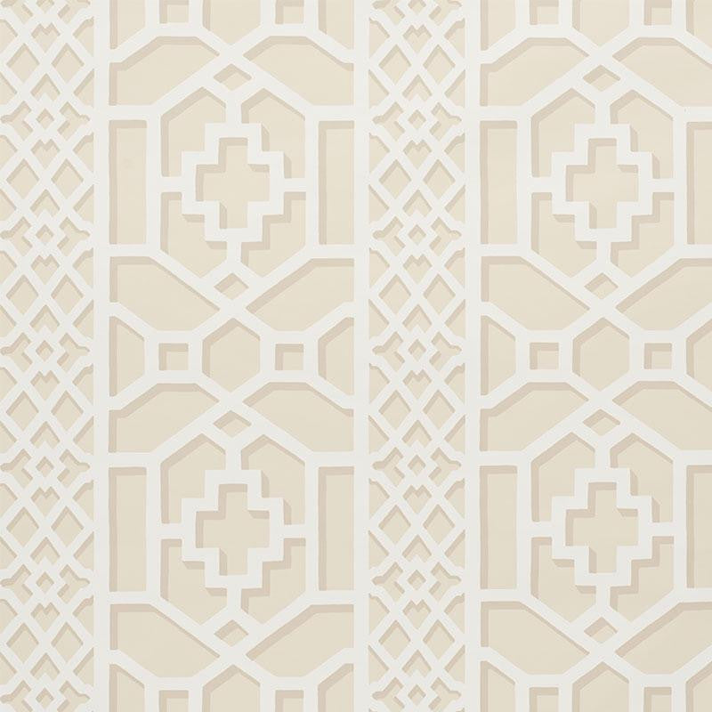 Zanzibar Trellis Sand 5006945 by Schumacher Designer Wallpaper Print Happy 13.5" - Swanky Fabrics -