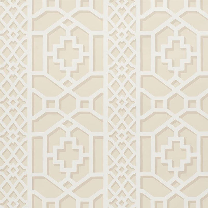 Zanzibar Trellis Sand 5006945 by Schumacher Designer Wallpaper Print Happy 13.5" - Swanky Fabrics -