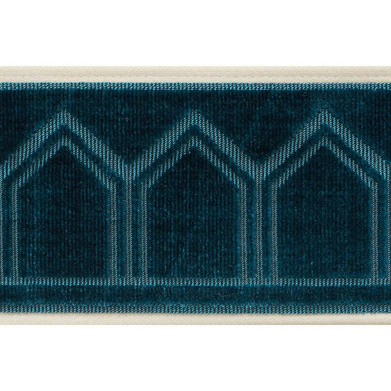 Vizier Velvet Tape Peacock 75730 by Schumacher Designer Trim Ottoman Chic 2.0" - Swanky Fabrics -