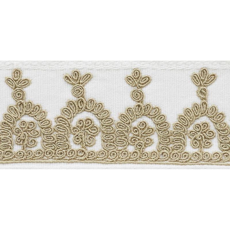 Noelia Embroidered Tape Ivory 74150 by Schumacher Designer Trim Ottoman Chic 1.0" - Swanky Fabrics -