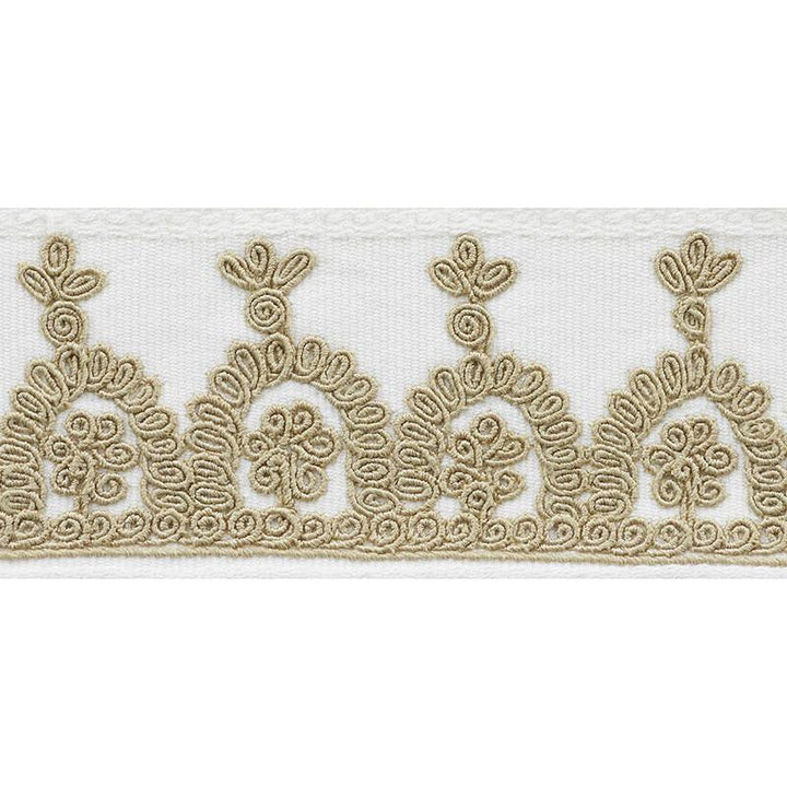 Noelia Embroidered Tape Ivory 74150 by Schumacher Designer Trim Ottoman Chic 1.0" - Swanky Fabrics -