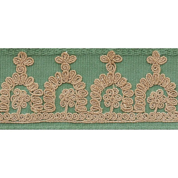 Noelia Embroidered Tape Jade 74151 by Schumacher Designer Trim Ottoman Chic 1.0" - Swanky Fabrics -