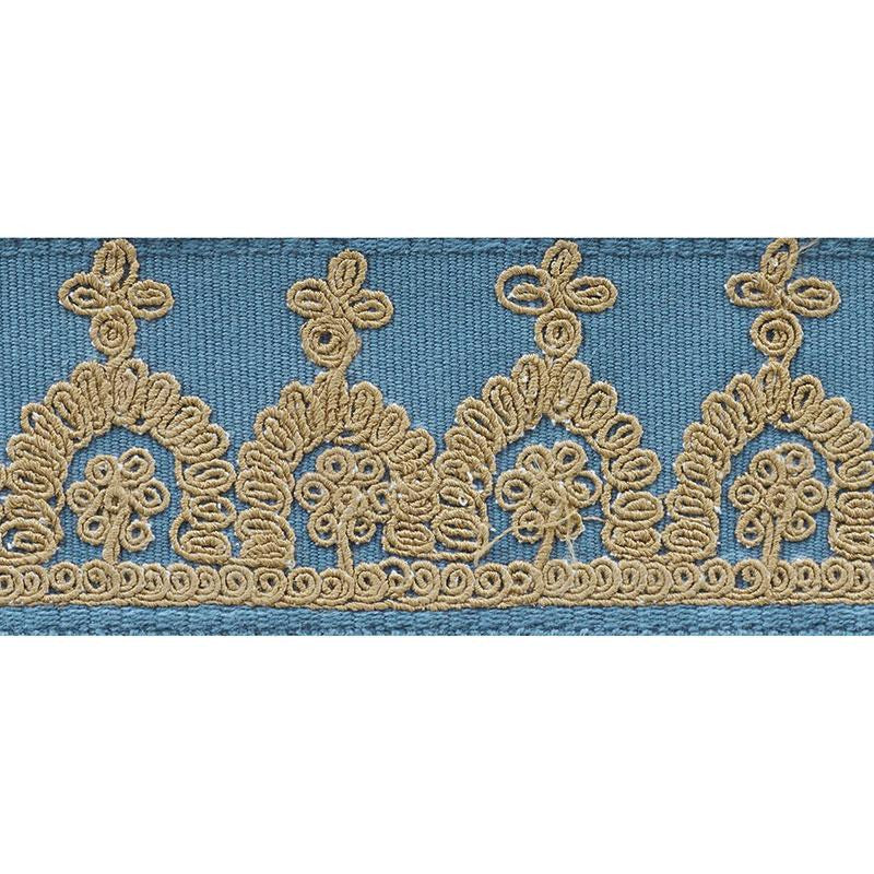 Noelia Embroidered Tape Cadet 74153 by Schumacher Designer Trim Ottoman Chic 1.0" - Swanky Fabrics -