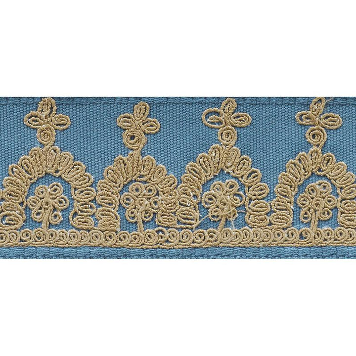 Noelia Embroidered Tape Cadet 74153 by Schumacher Designer Trim Ottoman Chic 1.0" - Swanky Fabrics -