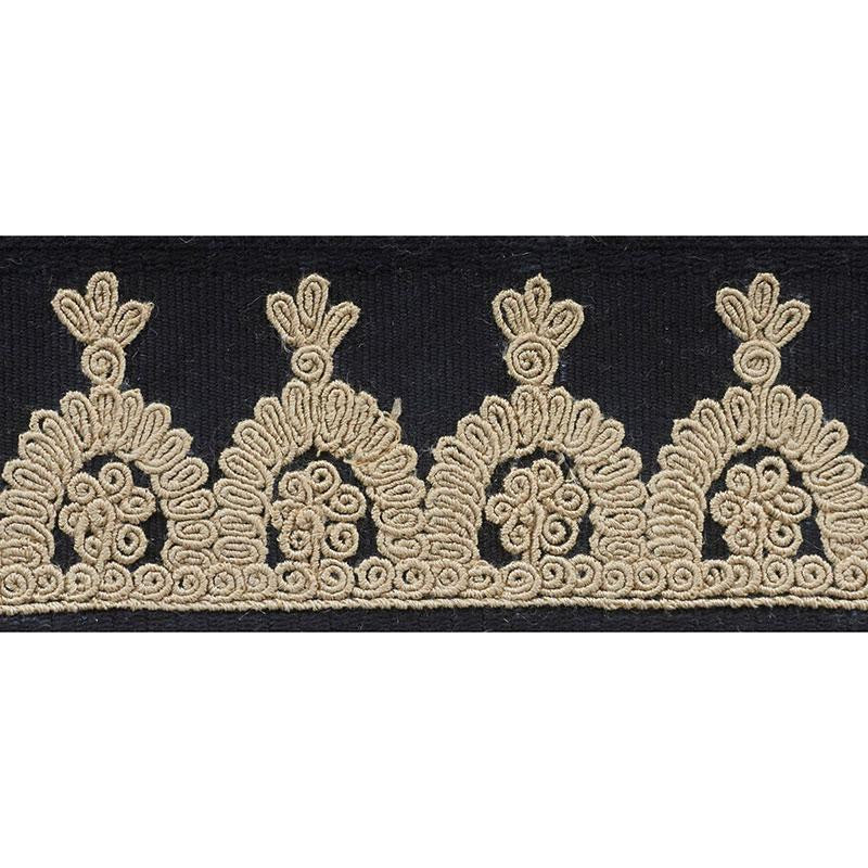 Noelia Embroidered Tape Onyx 74154 by Schumacher Designer Trim Ottoman Chic 1.0" - Swanky Fabrics -
