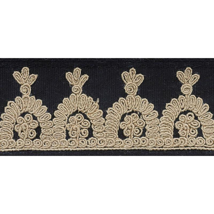 Noelia Embroidered Tape Onyx 74154 by Schumacher Designer Trim Ottoman Chic 1.0" - Swanky Fabrics -