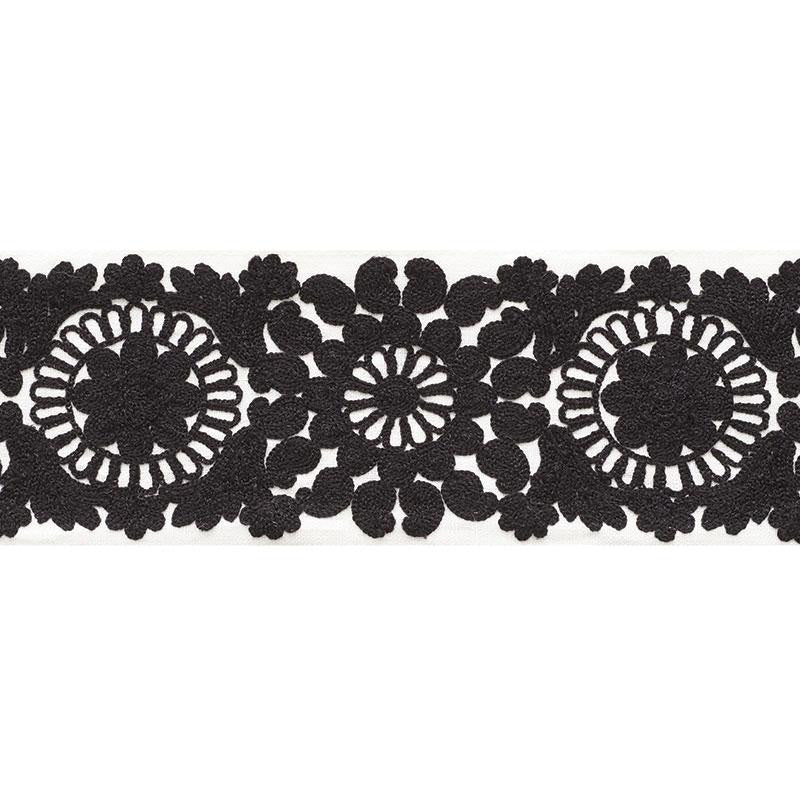 Joelle Tape Black 73621 by Schumacher Designer Trim Happy Together 6.12" - Swanky Fabrics -