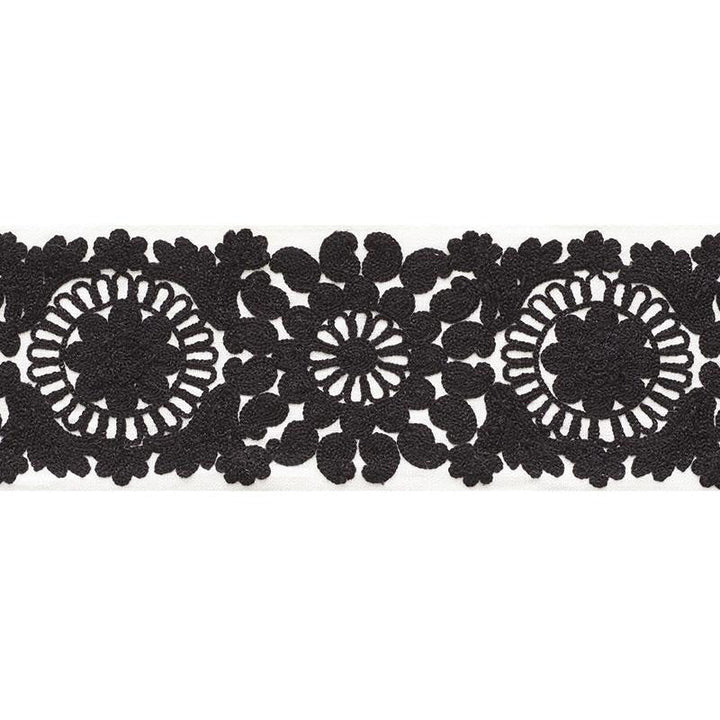 Joelle Tape Black 73621 by Schumacher Designer Trim Happy Together 6.12" - Swanky Fabrics -