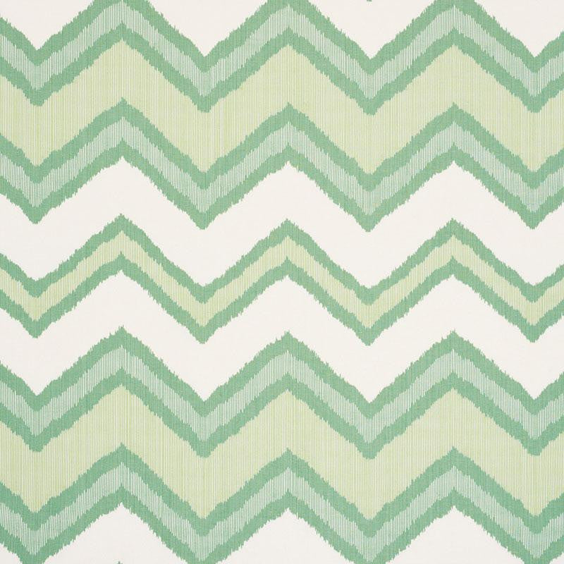 Chevron Ikat Green 72631 by Schumacher Designer Fabric Ikat Collection 13.5" - Swanky Fabrics -