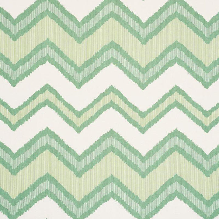 Chevron Ikat Green 72631 by Schumacher Designer Fabric Ikat Collection 13.5" - Swanky Fabrics -
