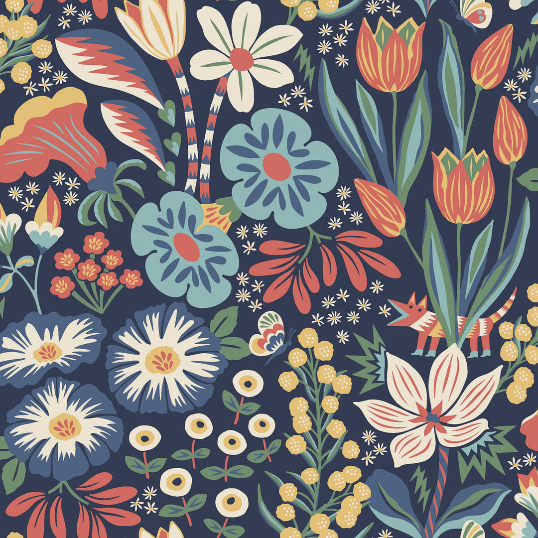 Schumacher Wallcovering Trädgården - Midnight Multi